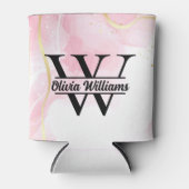 Rosa Marmormonogramm | Girly Modern Gold Glitzer Dosenkühler (Vorderseite)