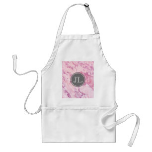 Rosa Marmormonogramm mit grauem Circle Motif Schürze