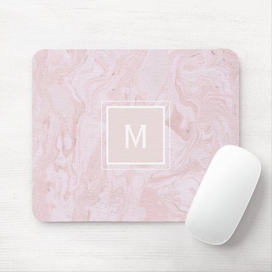 Rosa Marmormonogramm Mousepad (Mit Mouse)