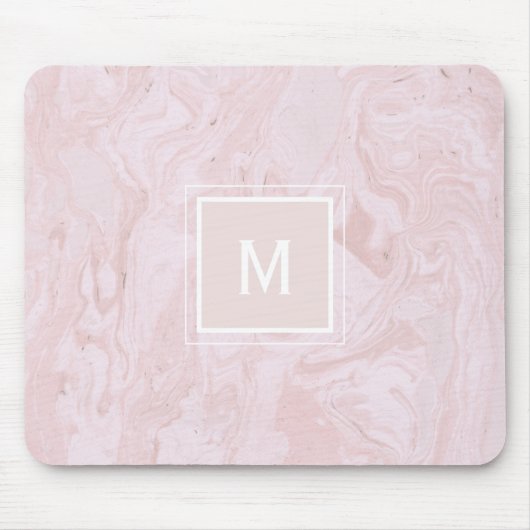 Rosa Marmormonogramm Mousepad (Vorne)
