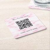 Rosa Marmormor, Firmenname qr Rechteckiger Pappuntersetzer (angewinkelt)