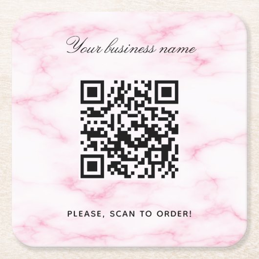 Rosa Marmormor, Firmenname qr Rechteckiger Pappuntersetzer (Vorderseite)