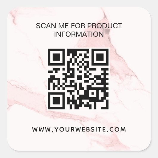 Rosa Marmormor - Geschäftsinformationen qr-Code Quadratischer Aufkleber (Vorderseite)