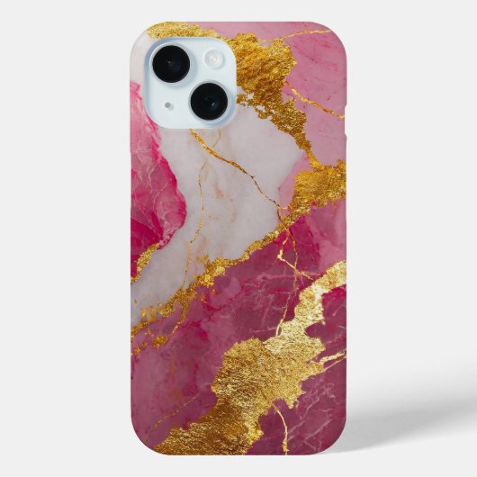 Rosa Marmormuster mit Gold Case-Mate iPhone Hülle (Rückseite)