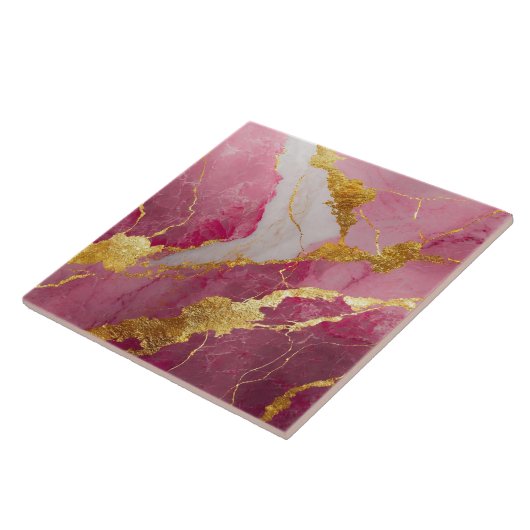 Rosa Marmormuster mit Gold Fliese (Seite)