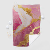 Rosa Marmormuster mit Gold Golfhandtuch (Insitu)
