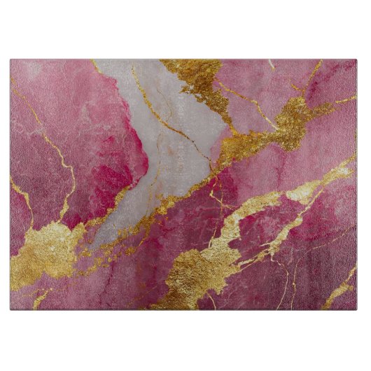 Rosa Marmormuster mit Gold Schneidebrett (Vorderseite)