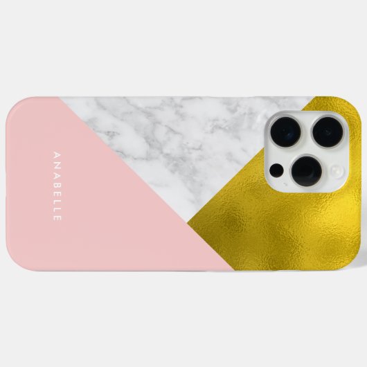 Rosa Marmormuster und Imitate Gold Foil Case-Mate iPhone Hülle (Rückseite (Horizontal))