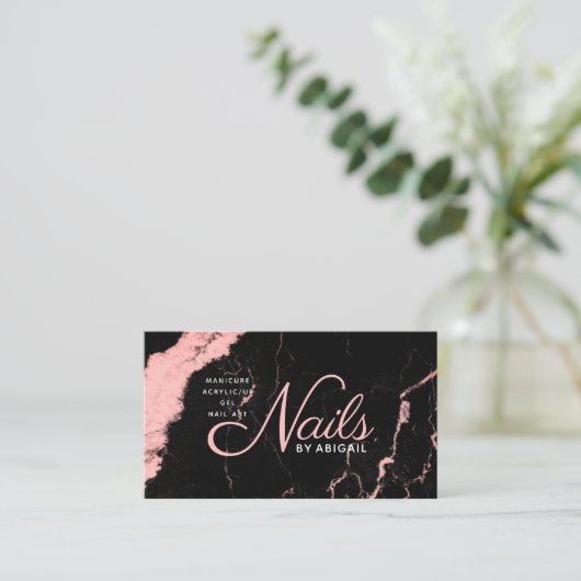 Rosa Marmornägel mit der Aufschrift "Name" Visitenkarte (Stehend Vorderseite)