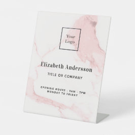 Rosa Marmorname Titel elegantes Firmenlogo Sockelschild