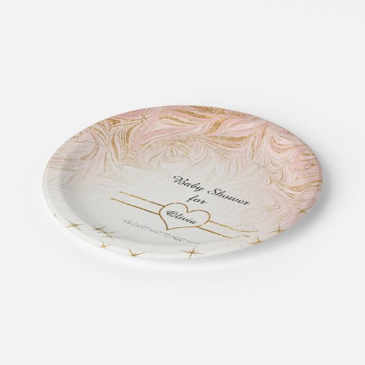 Rosa marmorndes pappteller (Schrägansicht)