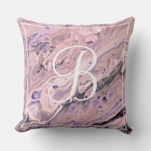 Rosa Marmorpflaster Monogram Kissen