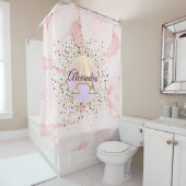 Rosa Marmorplatte Personalisiert Duschvorhang (Beispiel)