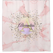 Rosa Marmorplatte Personalisiert Duschvorhang (Vorderseite)