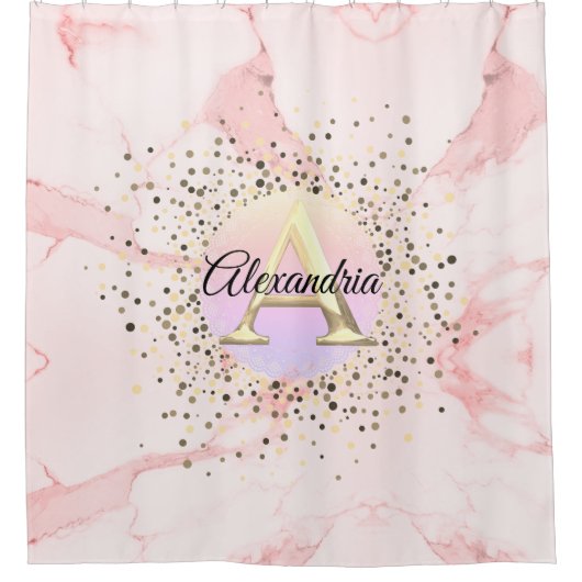 Rosa Marmorplatte Personalisiert Duschvorhang (Vorderseite)
