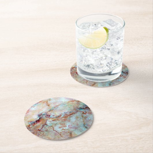 Rosa Marmorplatte Runder Pappuntersetzer (Vor Ort)