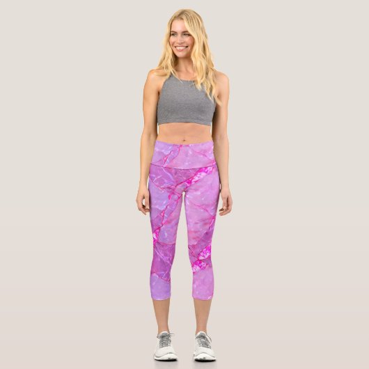 Rosa Marmorstruktur, Marmoreffekt Capri Leggings (Vorderseite)