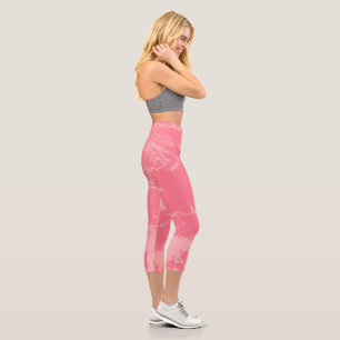 Rosa Marmorwolke abstrakt Capri Leggings