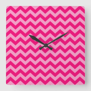 Rosa marokkanische Moods Chevrons Quadratische Wanduhr