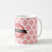 Rosa marokkanisches Gittermuster Kaffeetasse (VorderseiteRechts)
