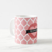 Rosa marokkanisches Gittermuster Kaffeetasse (Vorderseite Links)