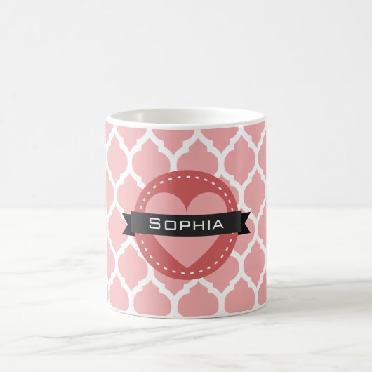 Rosa marokkanisches Gittermuster Kaffeetasse (Mittel)