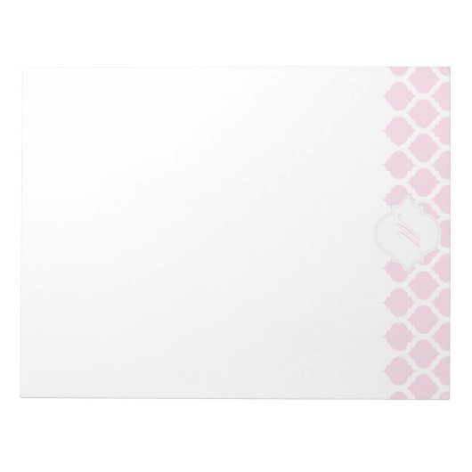 Rosa marokkanisches Muster mit Monogram Notepad Notizblock (Vorderseite)