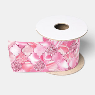Rosa marokkanisches Quatrefolienmuster Satinband