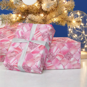 Rosa marokkanisches Vierblattmuster Geschenkpapier