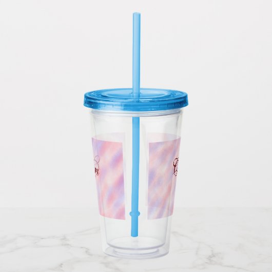 Rosa Maroon Aquarell abstrakt Namenspastel hinzufü Acryltrinkbecher (Rechts)