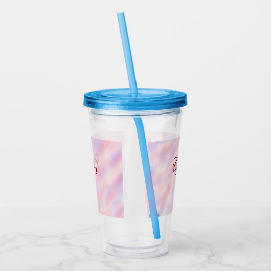 Rosa Maroon Aquarell abstrakt Namenspastel hinzufü Acryltrinkbecher (Links)