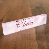 Rosa Maroon Aquarell abstrakt Namenspastel hinzufü Namensplakette (Seite)