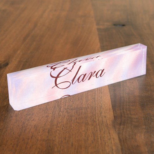 Rosa Maroon Aquarell abstrakt Namenspastel hinzufü Namensplakette (Seite)