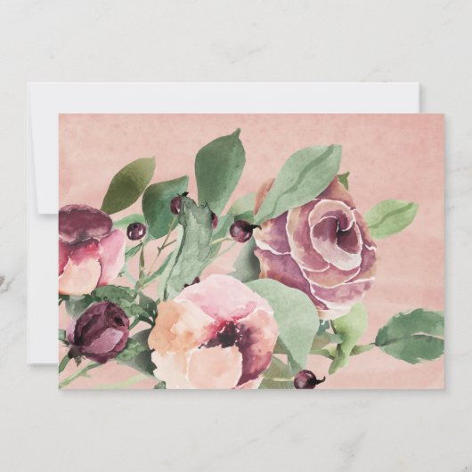 Rosa Marsala florale Taufe Dank Karte (Rückseite)