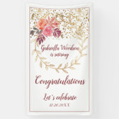 Rosa Marsala Gold Glitzer Blumenruhestand Banner (Vertikal)