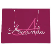 Rosa Marsala Monogram Name Brautparty Große Geschenktüte (Vorderseite)