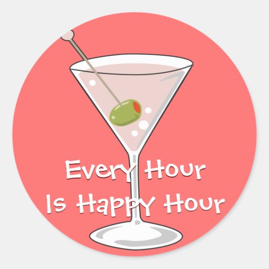 Rosa Martini-Aufkleber Runder Aufkleber (Vorderseite)