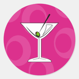 Rosa Martini-Aufkleber Runder Aufkleber