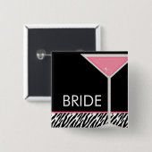 Rosa Martini"Braut-" Junggeselinnen-Abschied Button (Vorne & Hinten)