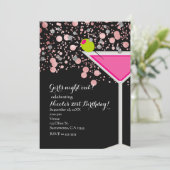 Rosa Martini Drink mit Olive Confetti Party Einladung (Stehend Vorderseite)