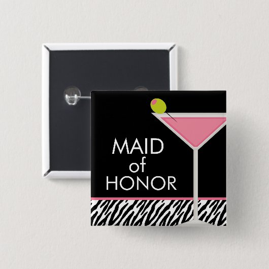 Rosa Martini- und Zebra-Muster Button (Vorne & Hinten)