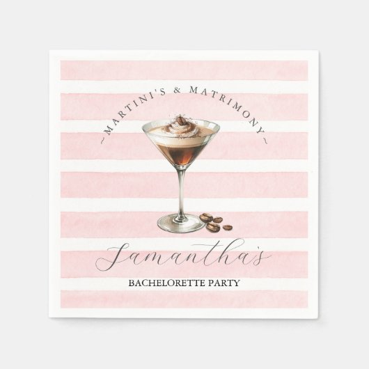 Rosa Martinis und Matrimony Cocktail Serviette (Vorderseite)