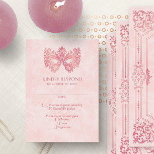 Rosa Maskenball-Maske Elegante Quinceanera RSVP Karte