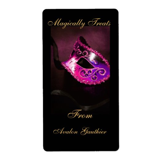 Rosa Maskenmaske Halloween Backetikett (Vorne)