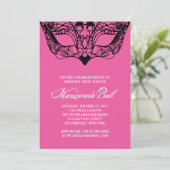 Rosa Maskerade-Einladungen Einladung (Stehend Vorderseite)