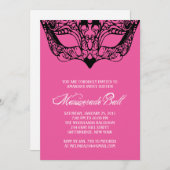 Rosa Maskerade-Einladungen Einladung (Vorne/Hinten)