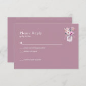 Rosa Mason Jar mit Blume RSVP-Karte RSVP Karte (Vorne/Hinten)