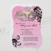 Rosa Masquerade Ball Maske Kostüm Halloween Teil Einladung (Vorne/Hinten)