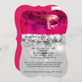 Rosa Masquerade Ball Maske Kostüm Halloween Teil Einladung (Vorne/Hinten)