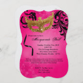 Rosa Masquerade Ball Maske Kostüm Halloween Teil Einladung (Vorne/Hinten)